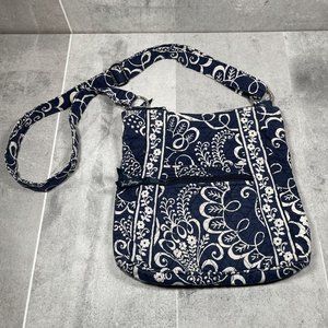 Vera Bradley Navy and White Floral Shoulder Bag with Strap